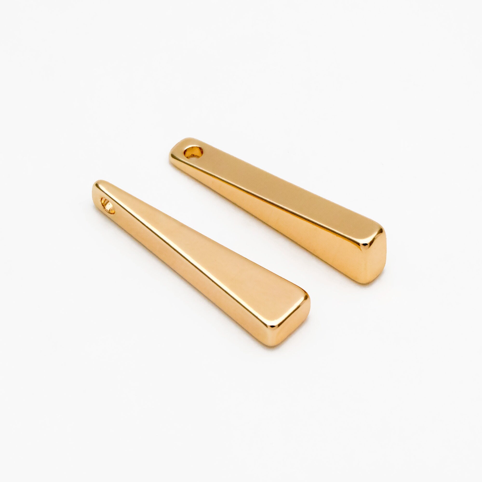 10pcs Gold Long Triangle Bar Charms 22mm, Gold plated Brass Stick Pendants (GB-299)